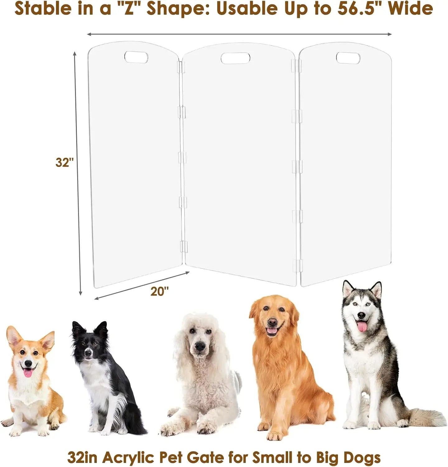 NONEDog Door Modern Frame Clear Acrylic Freestanding Dog Gate