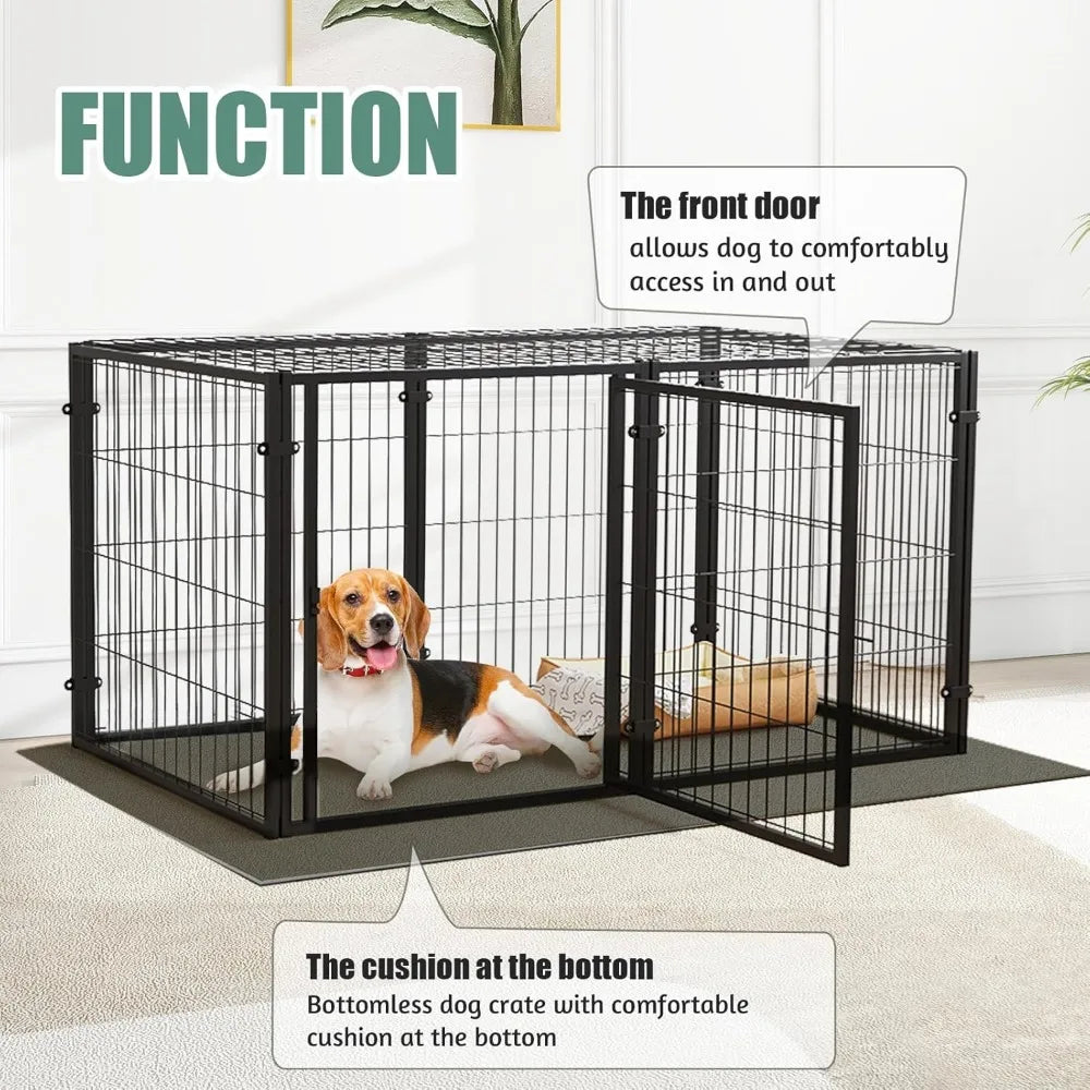Heavy Duty Alloy Steel Dog Crate Indoor Outdoor Pet Cage Safe Playpen
