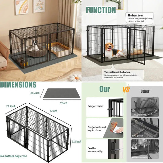 Heavy Duty Alloy Steel Dog Crate Indoor Outdoor Pet Cage Safe Playpen