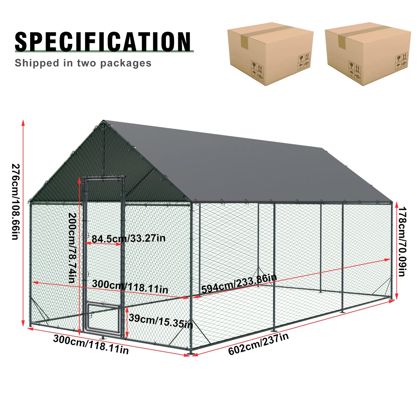 BINGOPAW Heavy Duty Metal Chicken Coop With Cover And Netting