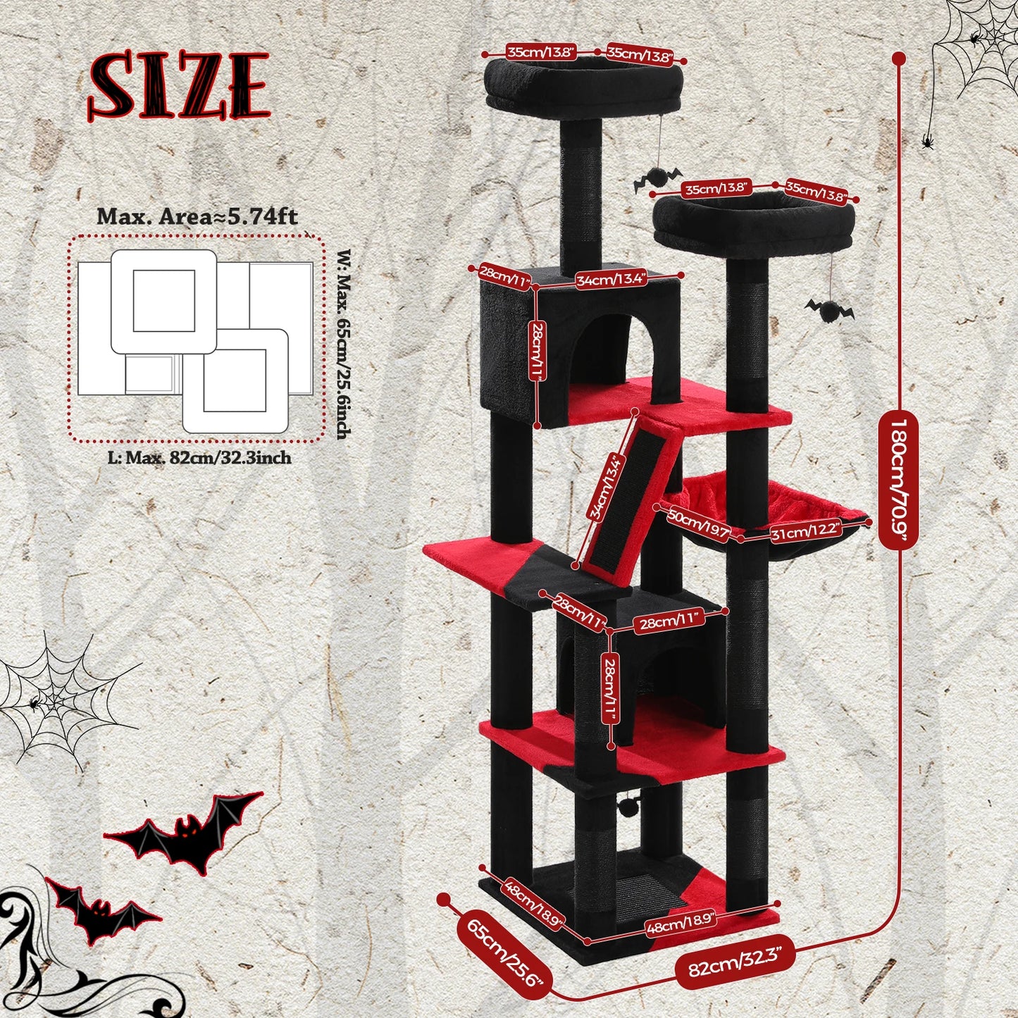 PEQULTICN Multi Level Cat Tree Tower With Scratching Posts Condo Hammock