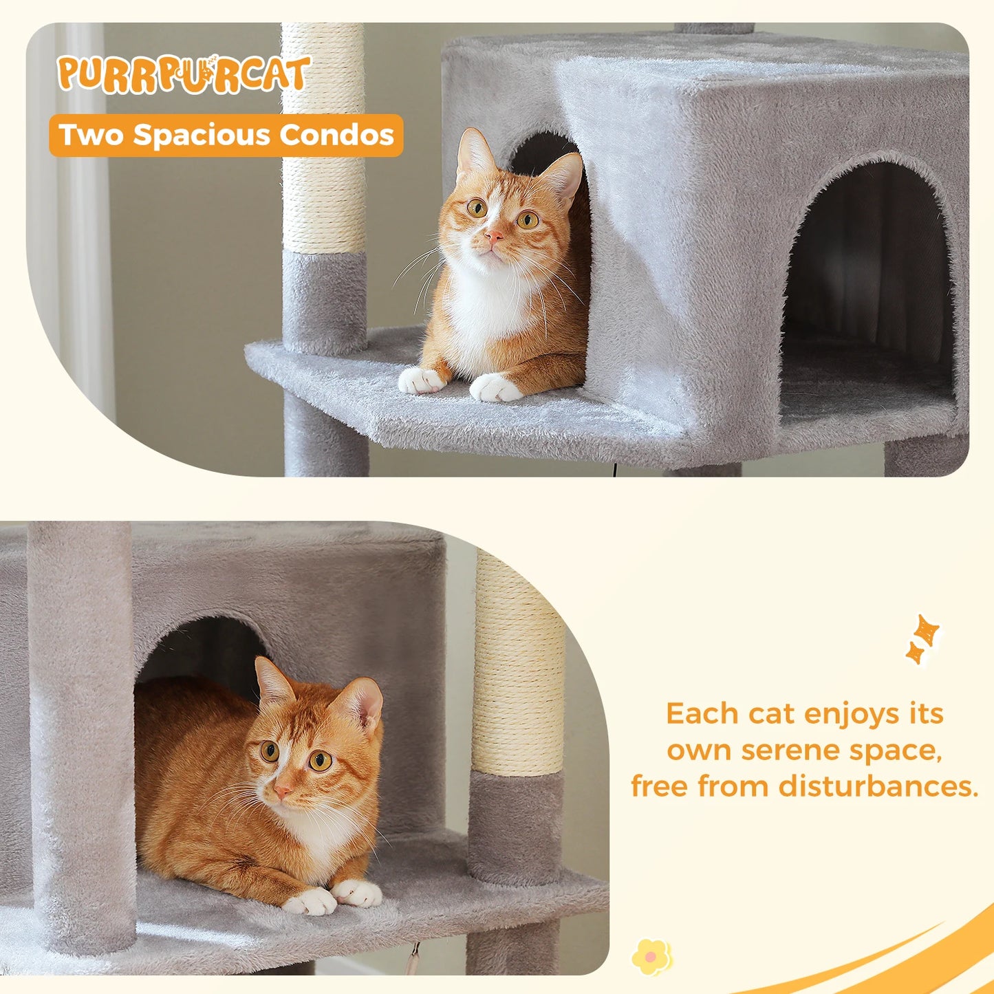PEQULTICN Cat Tree With Perches Condos And Hammocks Sisal Rope