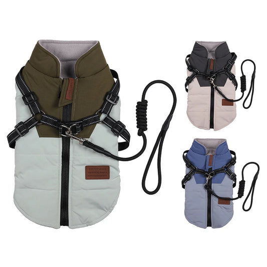 Winter Dog Jacket With Harness Waterproof Coat For Large Breeds