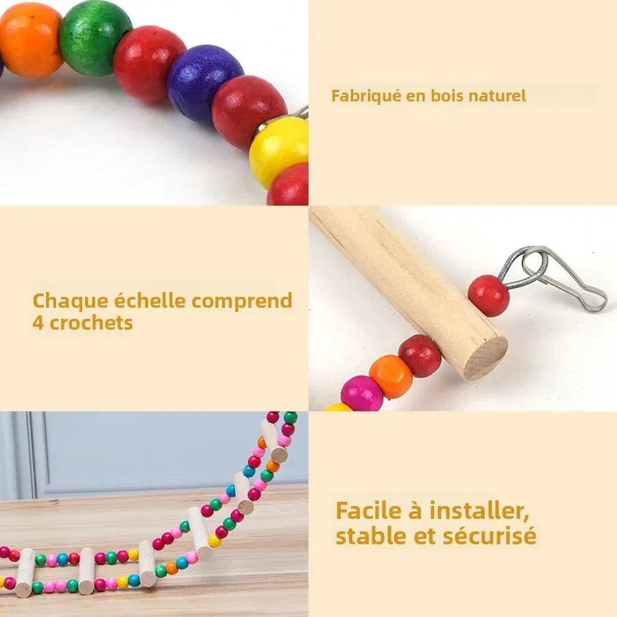 Wooden Bird Swing Ladder Toy For Cockatiel Parakeet Budgie Parrot