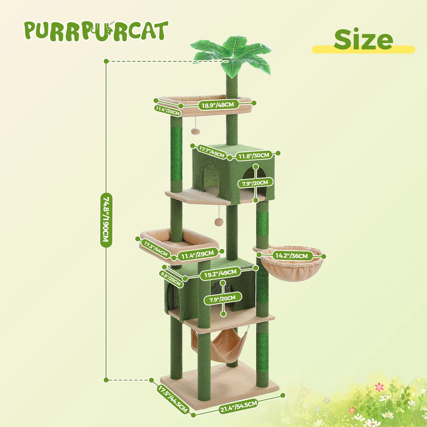 PEQULTICN Cat Tree With Perches Condos And Hammocks Sisal Rope