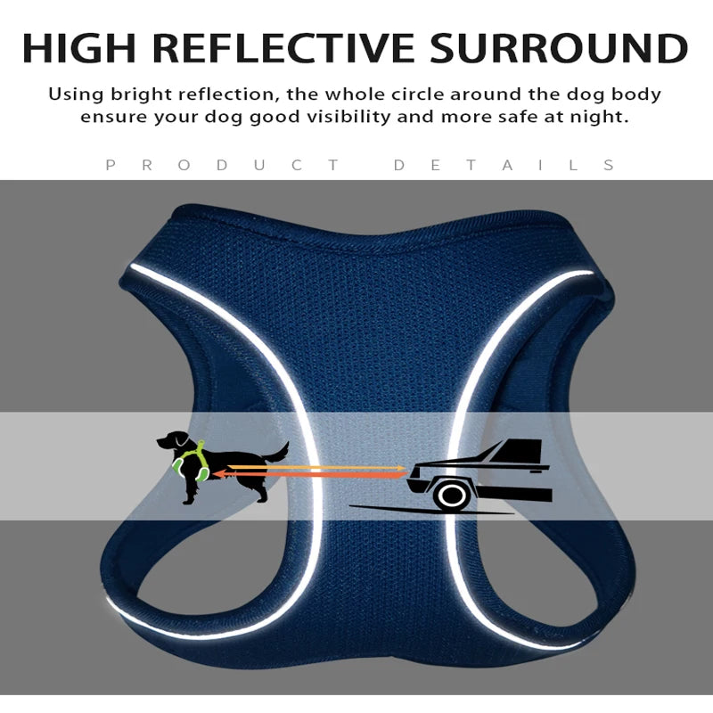 Dog Harness Leash Set Reflective Adjustable Pet Vest For Outdoors