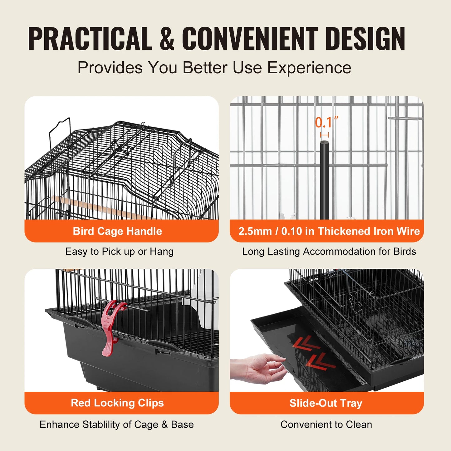 SucceBuy Open Top Parrot Cage For Various Birds With Swing