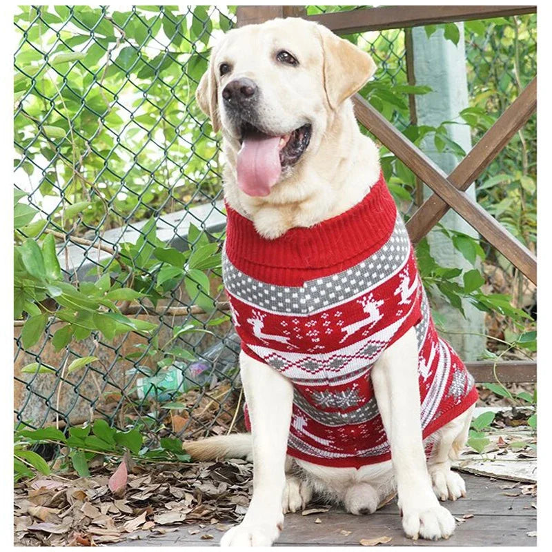 Big Dog Knit Sweater Stripe Winter Turtleneck For Dogs
