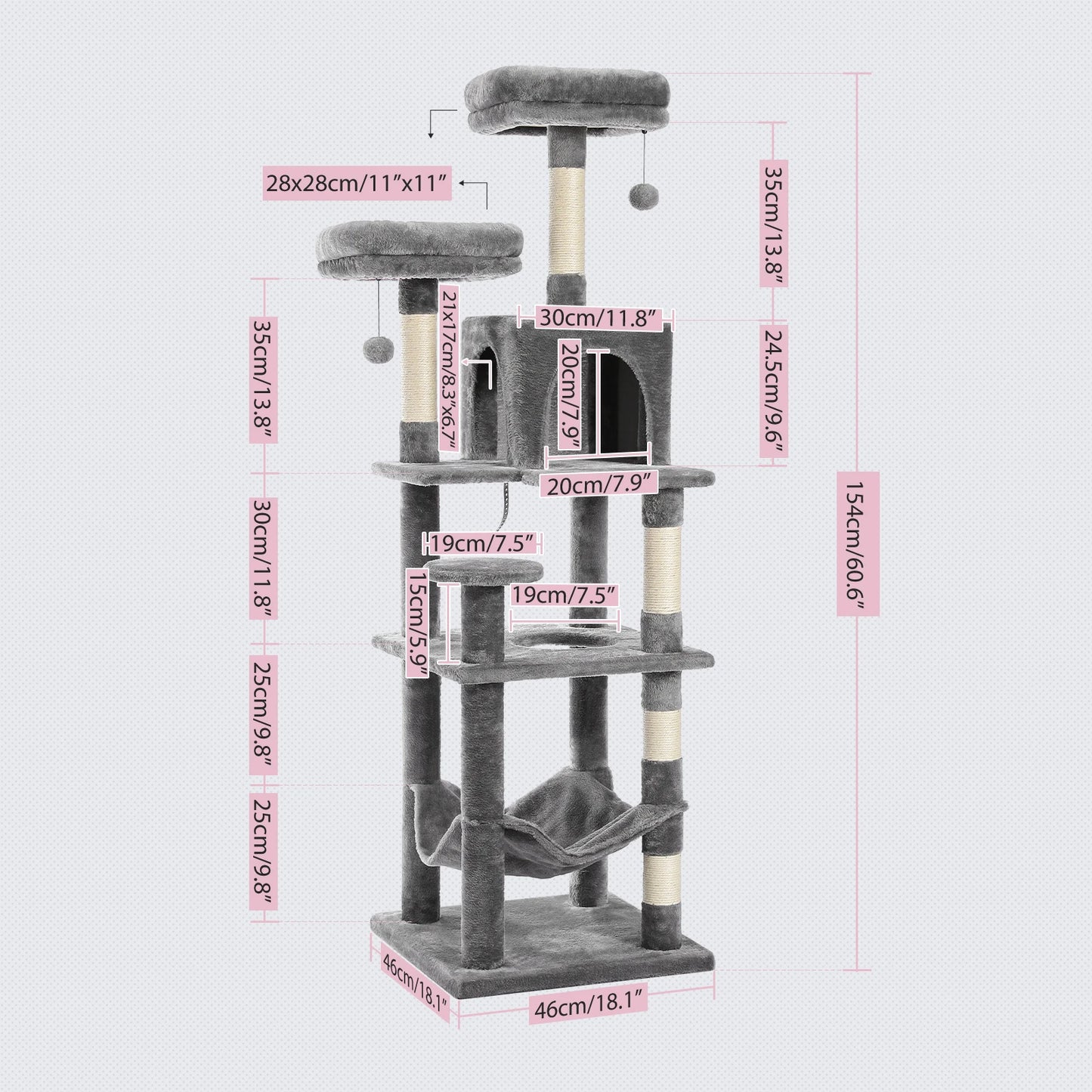 PEQULTICN Multi Level Cat Tree With Scratching Posts Hammock
