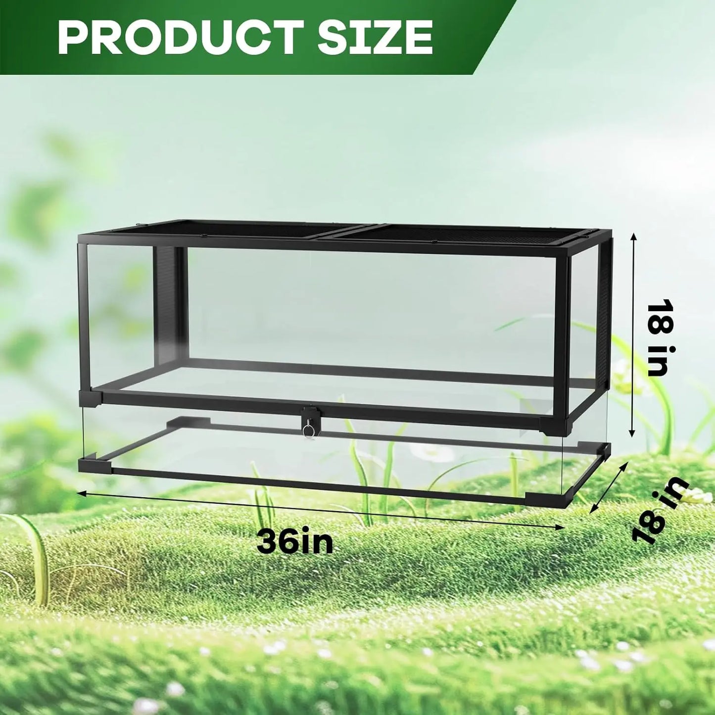 HiMISS Reptile Glass Terrarium With Top And Side Ventilation