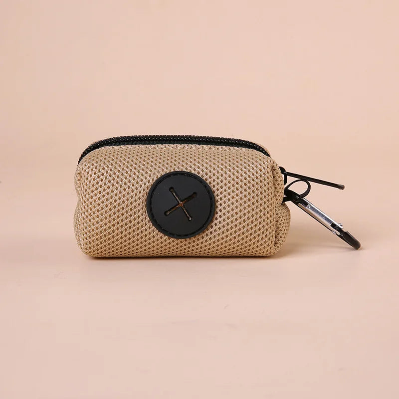 Canvas Dog Poop Bag Holder, Outdoor Pet Waste Bag Dispenser with Carabiner Clip, Animal Waste Collection Pouch