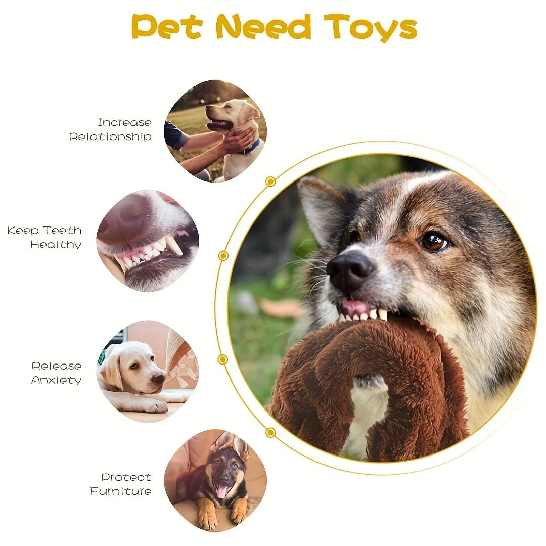 Squeaky Plush Dog Toy for Chewing and Interactive Play