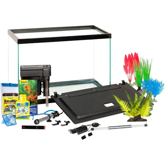 Tropical Freshwater Aquarium Tank Kit With LED Light And Accessories
