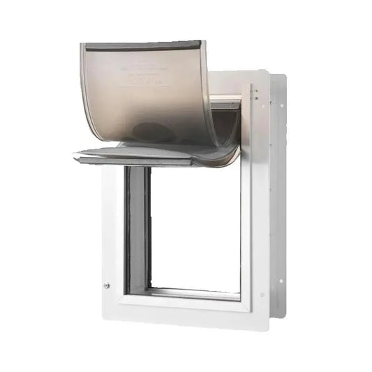 SucceBuy Pet Door Metal Frame With Lock And 3 Flap System Weatherproof