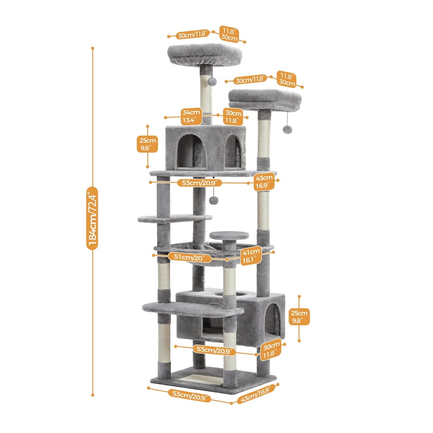 PEQULTICN Five Level Cat Tree Tower With Sisal Posts