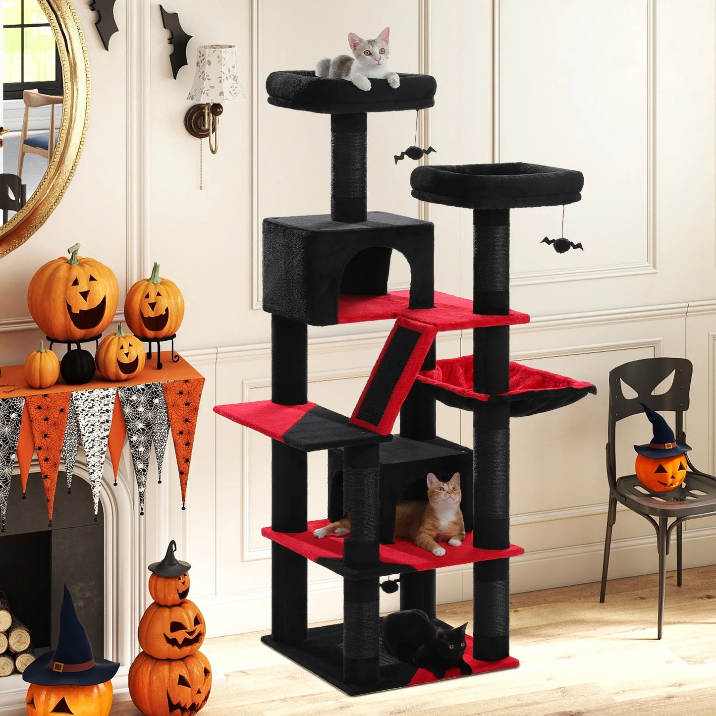 PEQULTICN Multi Level Cat Tree Tower With Scratching Posts Condo Hammock