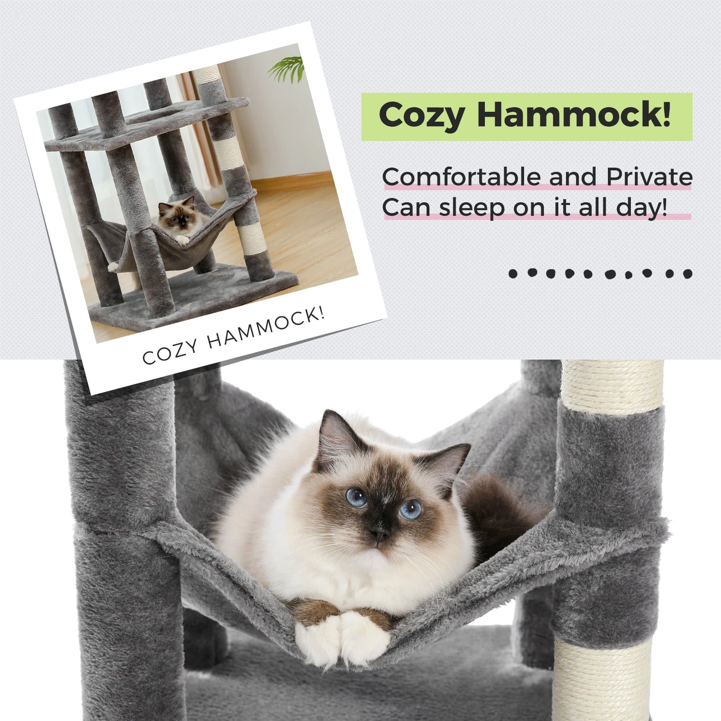 PEQULTICN Multi Level Cat Tree With Scratching Posts Hammock