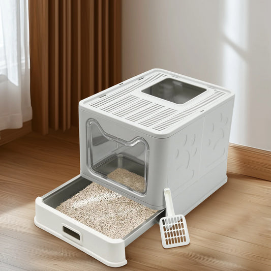 Stainless Steel Cat Litter Box With Lid Top Exit EasyClean