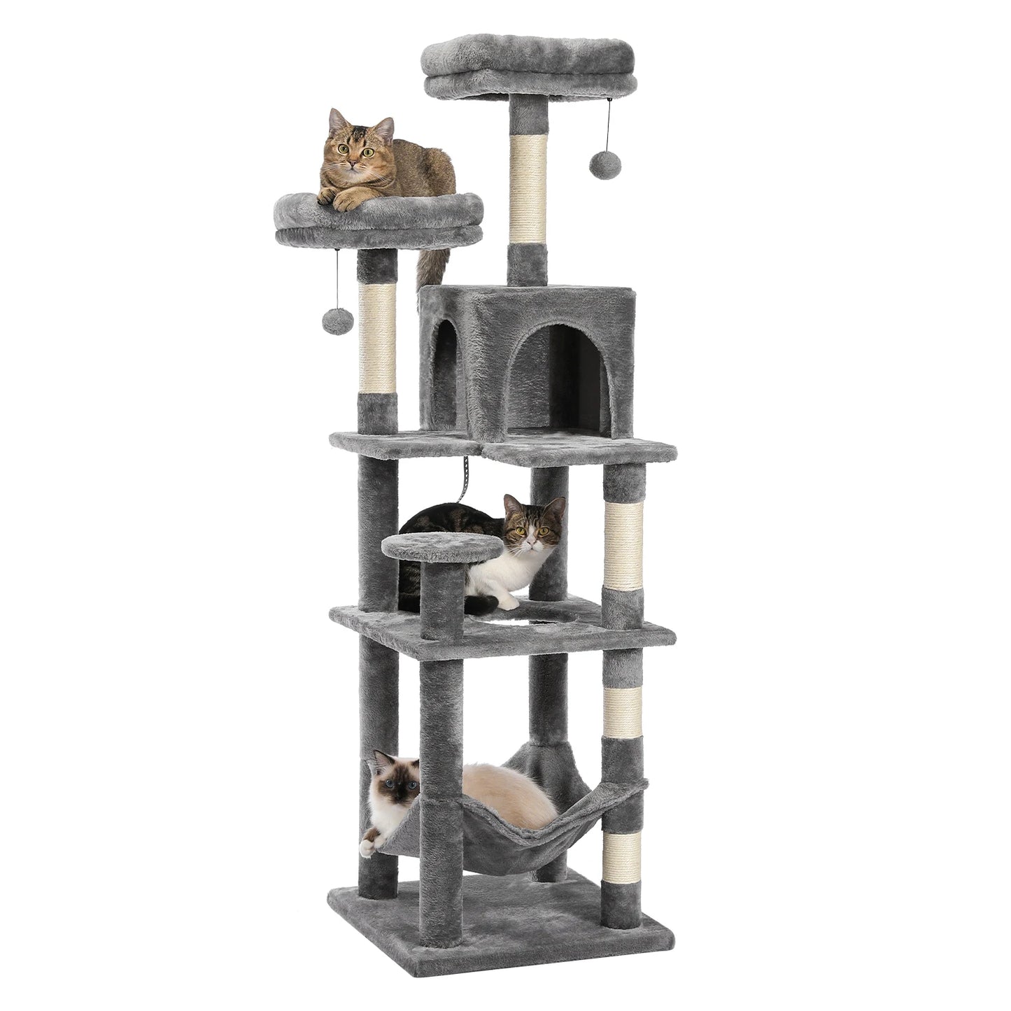 PEQULTICN Multi Level Cat Tree With Scratching Posts Hammock