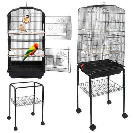 NONECN Rooling Bird Cage For Cockatiels With Stand And Tray