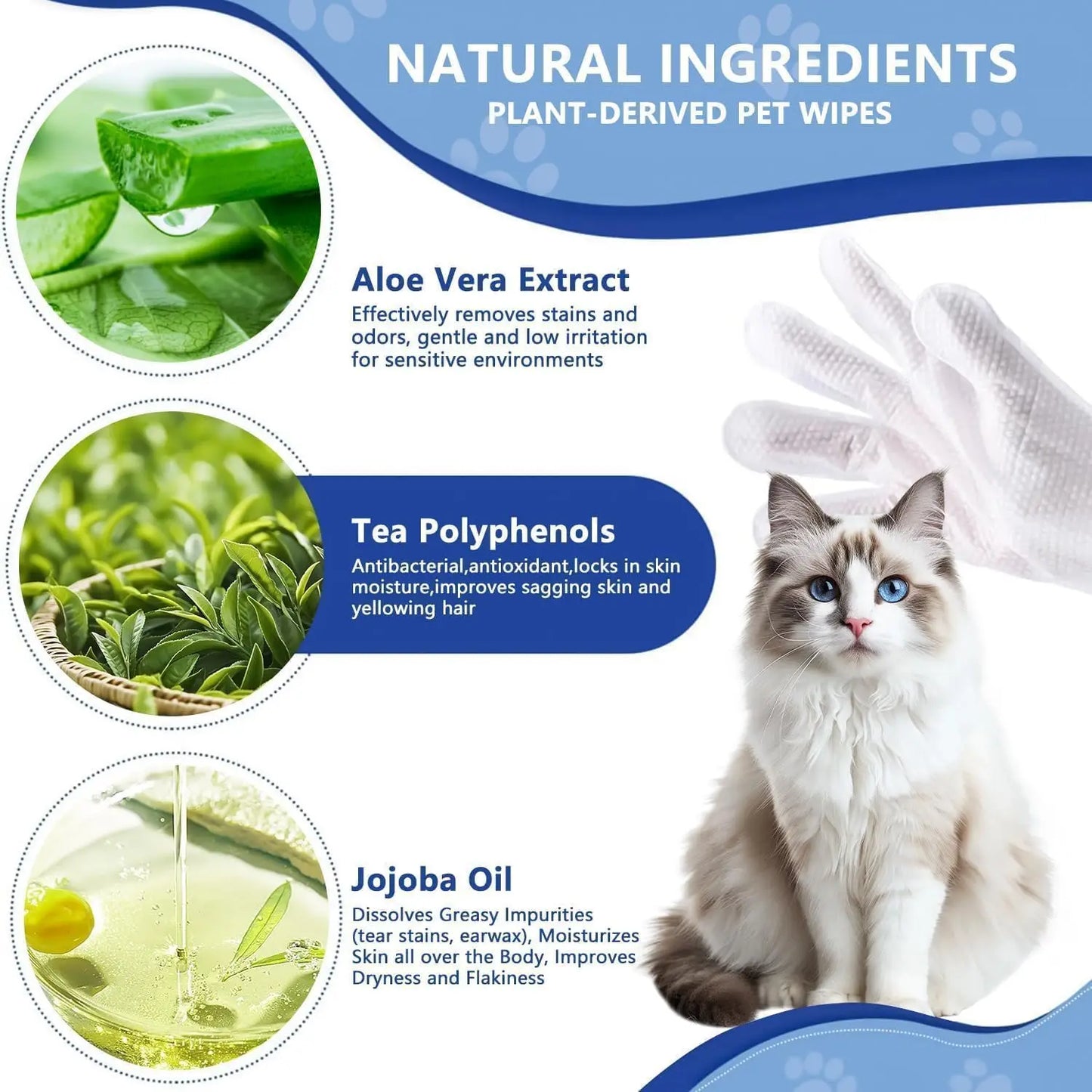 Shamoo Pet Thick Glove Wipes for Dogs and Cats Disposable