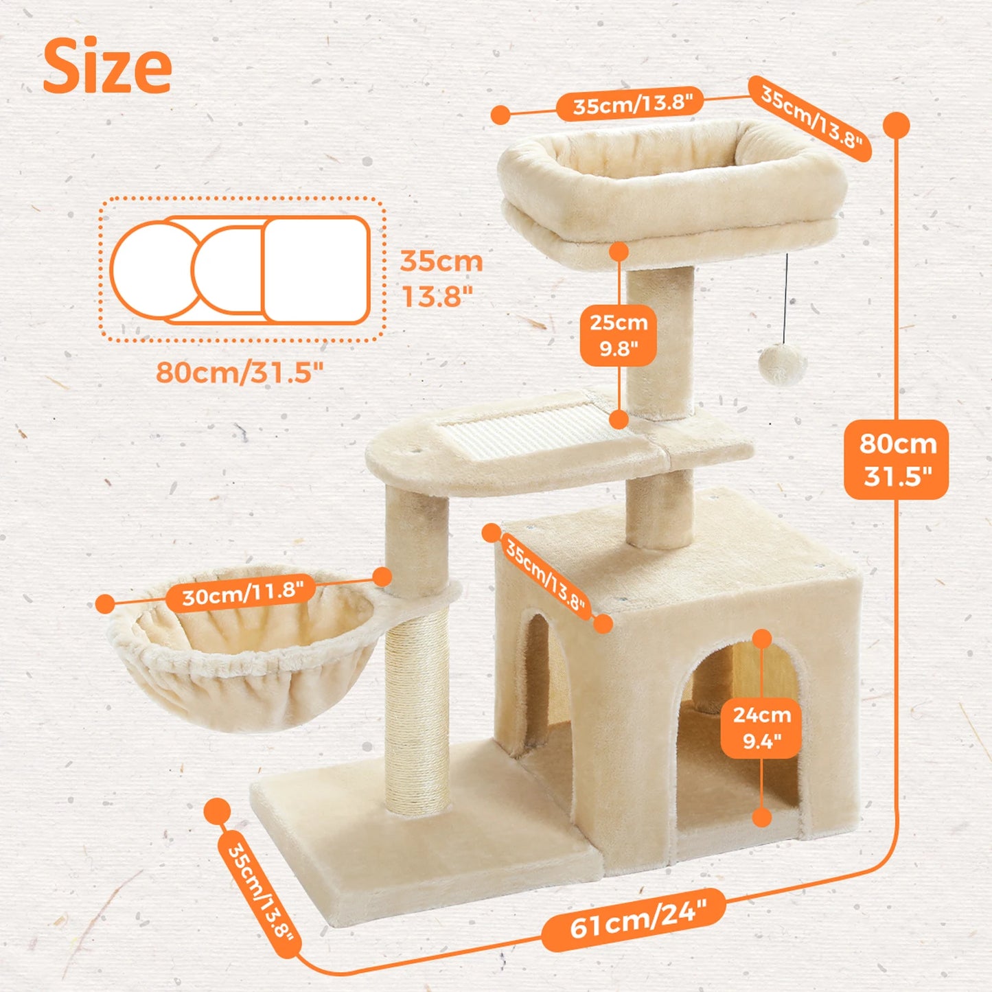 PAWZ Road Cat Tree Tower Indoor Cats Removable Top Perch