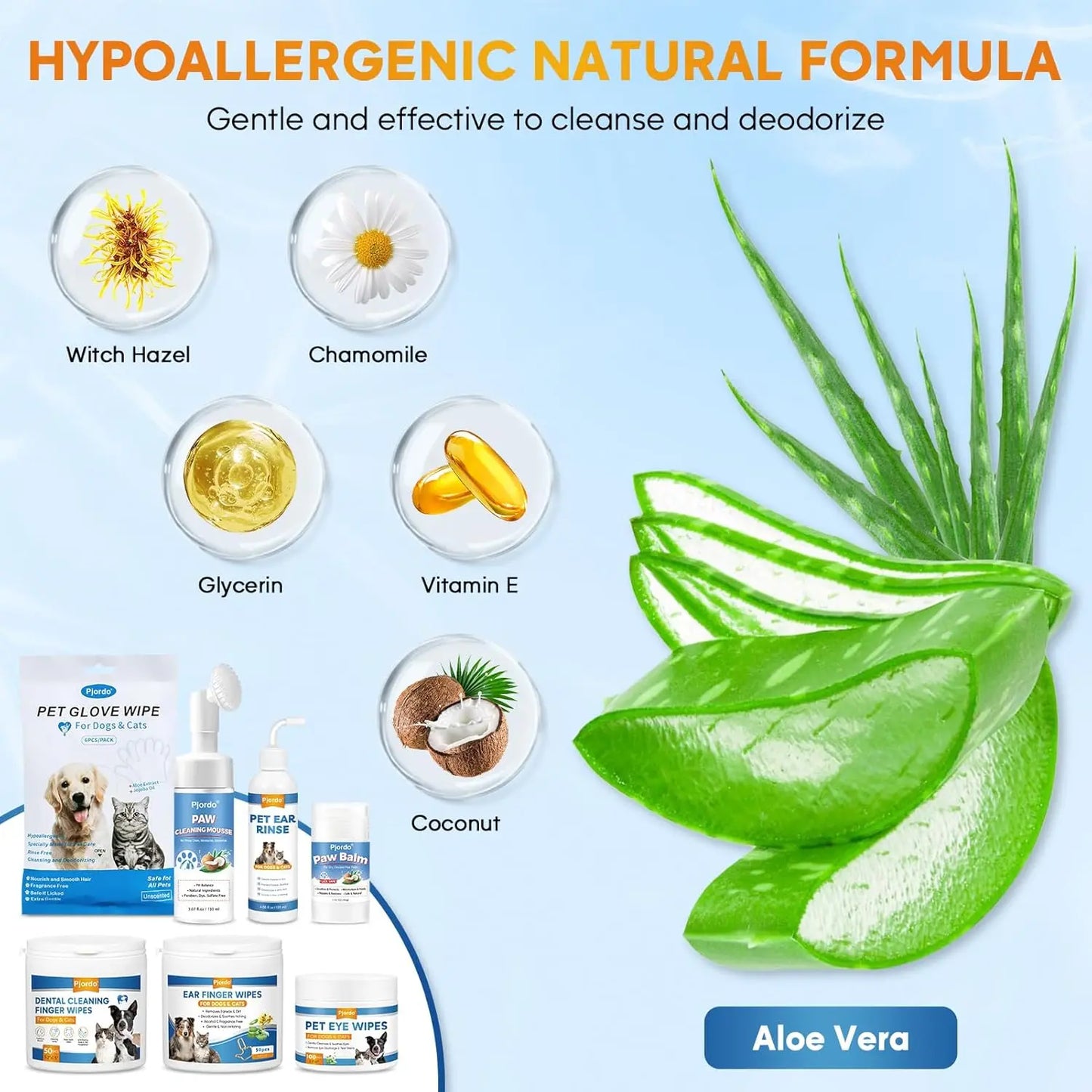 XMSJ Dog Wipes Cleaning and Deodorizing Grooming Kit