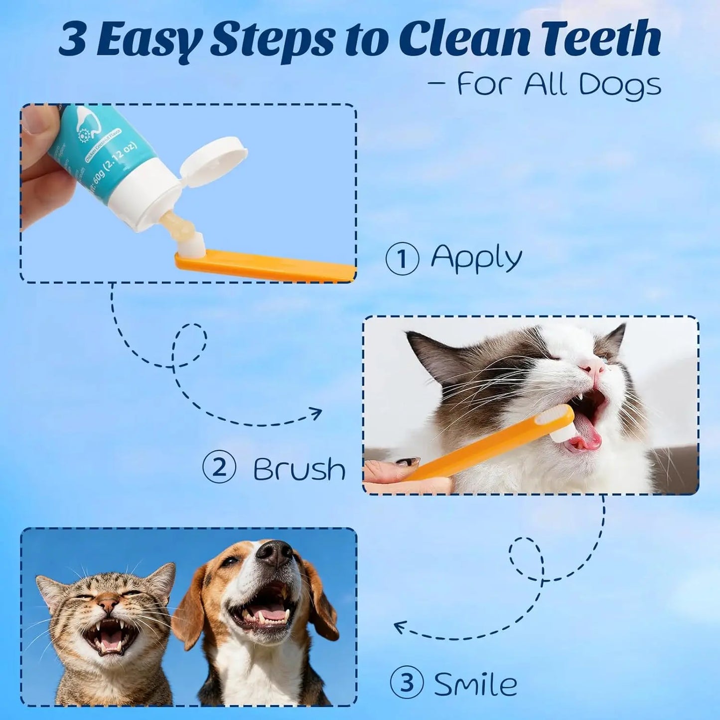 XMSJ Professional Dog And Cat Toothpaste Kit Chicken Coconut Flavor