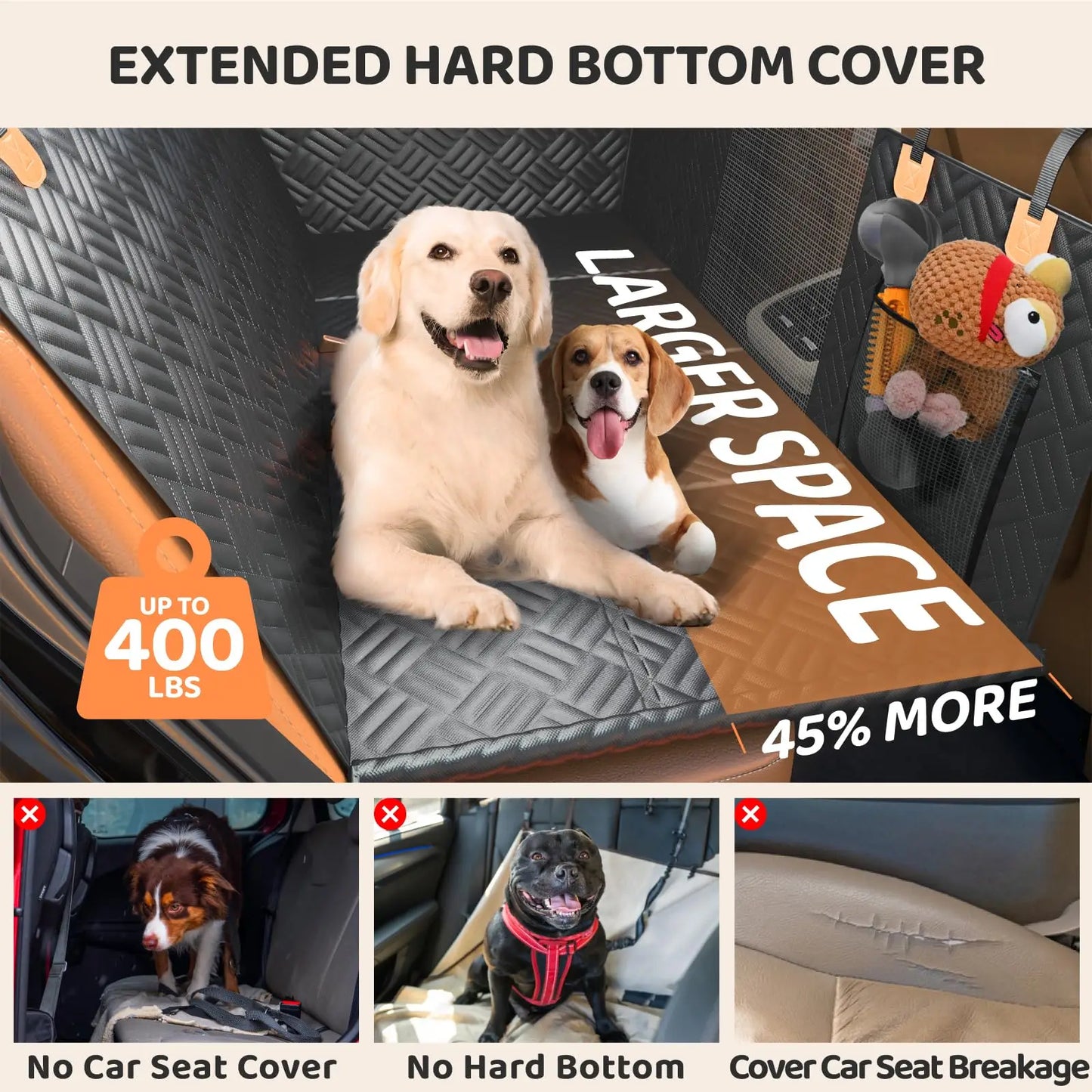 NONECN Car Back Seat Dog Hammock Cover Heavy Duty 400lb