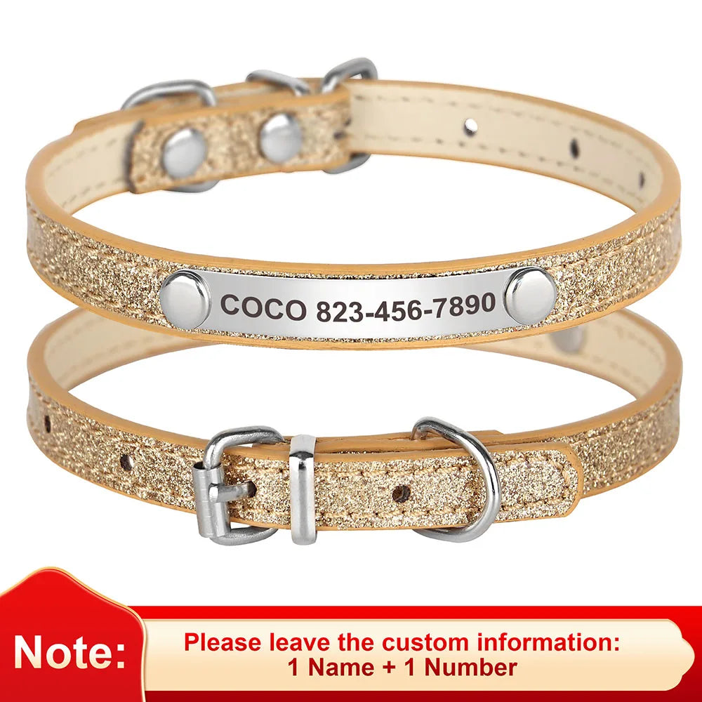 Beirui Custom Cat Collar Bling Leather Engraved ID Nameplate