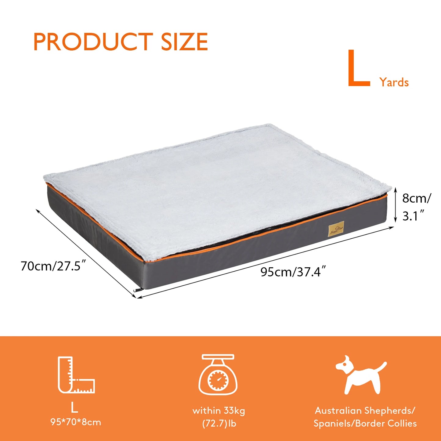 NONECN Dog Pet Bed Orthopedic Foam Cushion With Washable Cover
