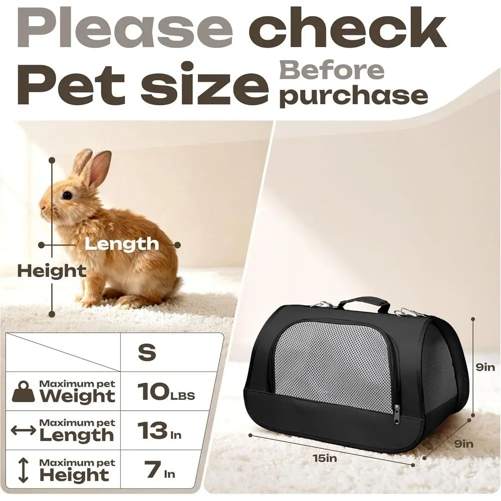 Soft Sided Animal Carrier Airline Approved Cats Rabbits Guinea Pigs