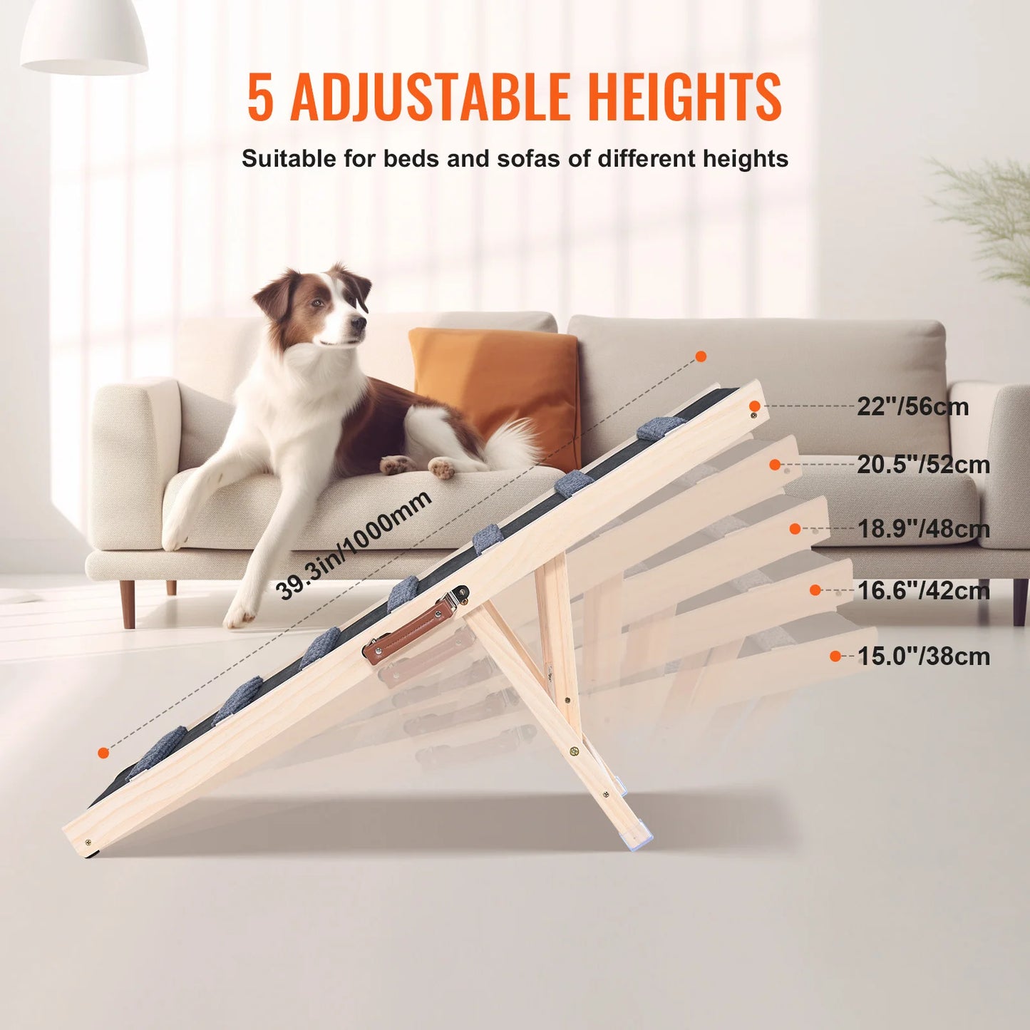 SucceBuy Foldable Wooden Dog Ramp Antislip For Pets