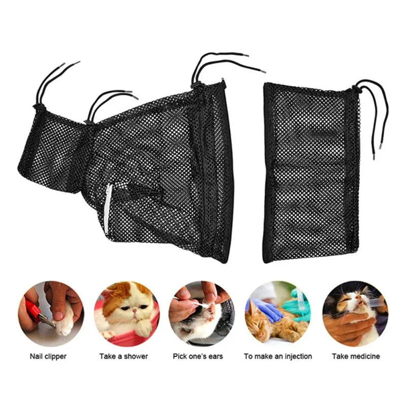 Cat Bathing Bag Adjustable Restraint Anti Scratching For Grooming
