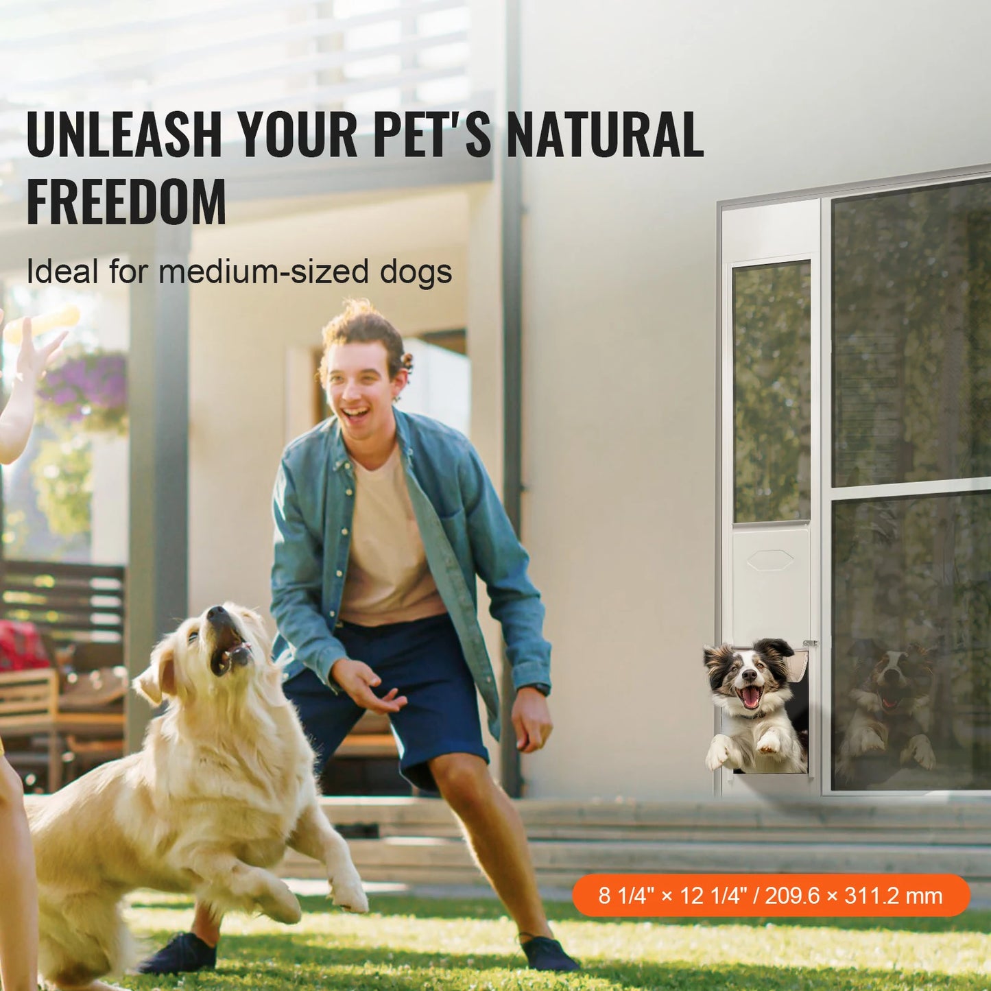 SucceBuy Dog Door for Sliding Glass Door Aluminum Frame Adjustable