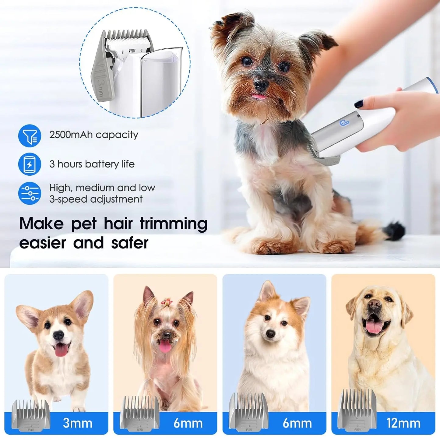 HiMISS Dog Grooming Vacuum Kit For Pet Hair Removal