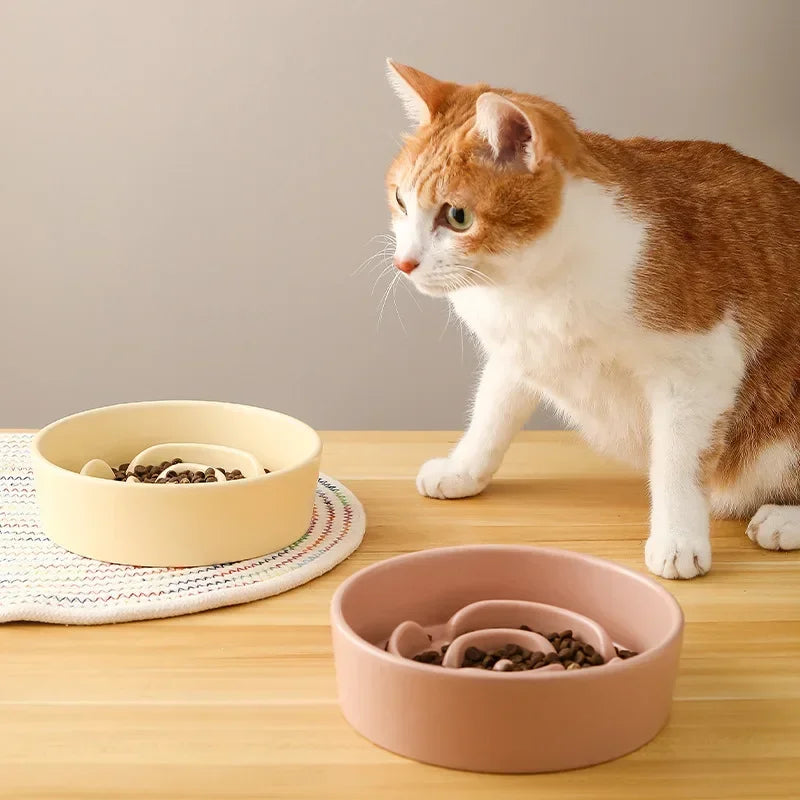Ceramic Slow Feeder Dog Bowl For Small To Medium Dogs