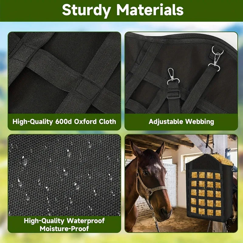 Durable Polyester Horse Hay Bag With Clear View Mesh