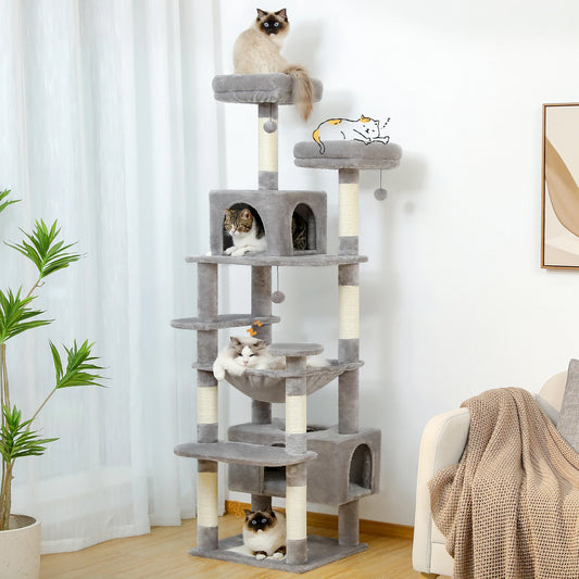 PEQULTICN Sturdy Multi Level Cat Tree With Sisal Posts Hammock
