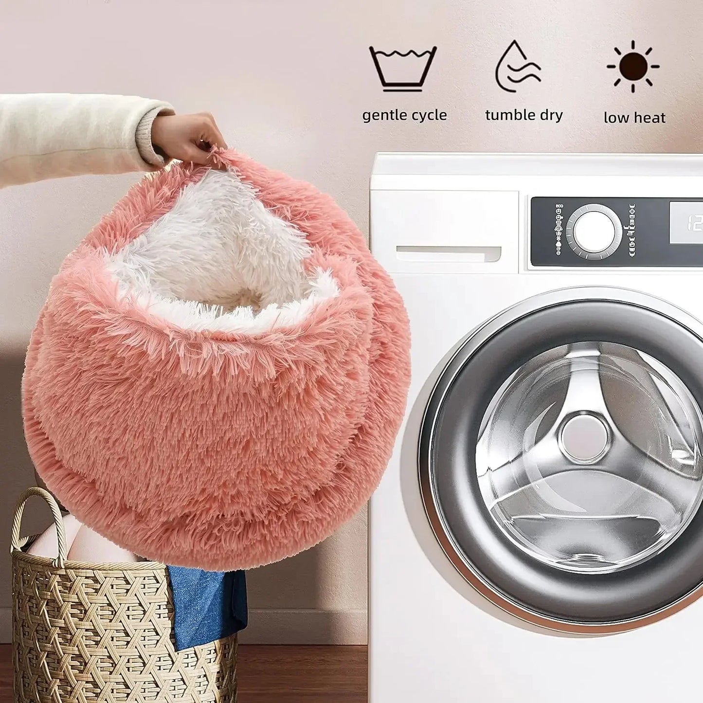 Soft Plush Pet Bed 2 In 1 Round Nest Cave For Small Dogs And Cats