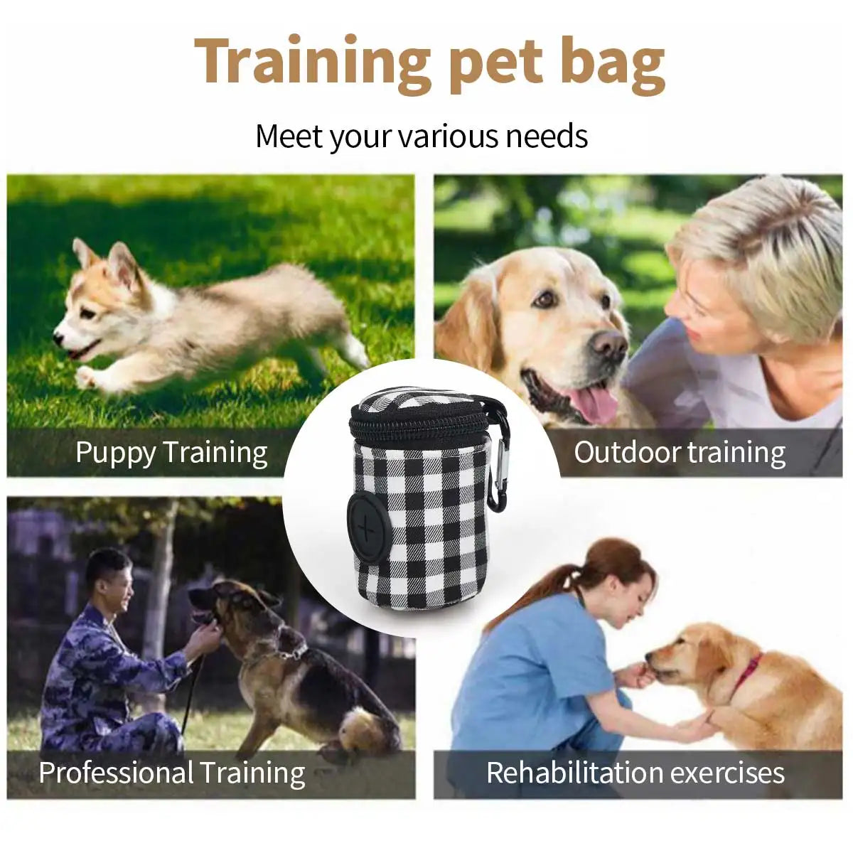 Pet Waste Bag With Plaid Checkered Pattern For Dogs