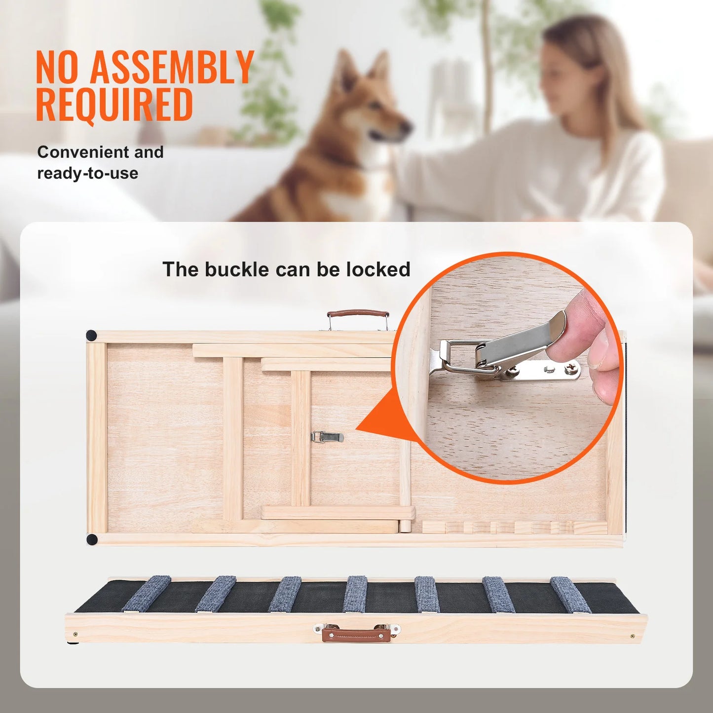 SucceBuy Foldable Wooden Dog Ramp Antislip For Pets