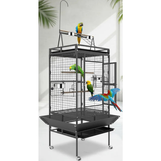 NONE Bird Cage With Rolling Stand PlayTop For Parakeets