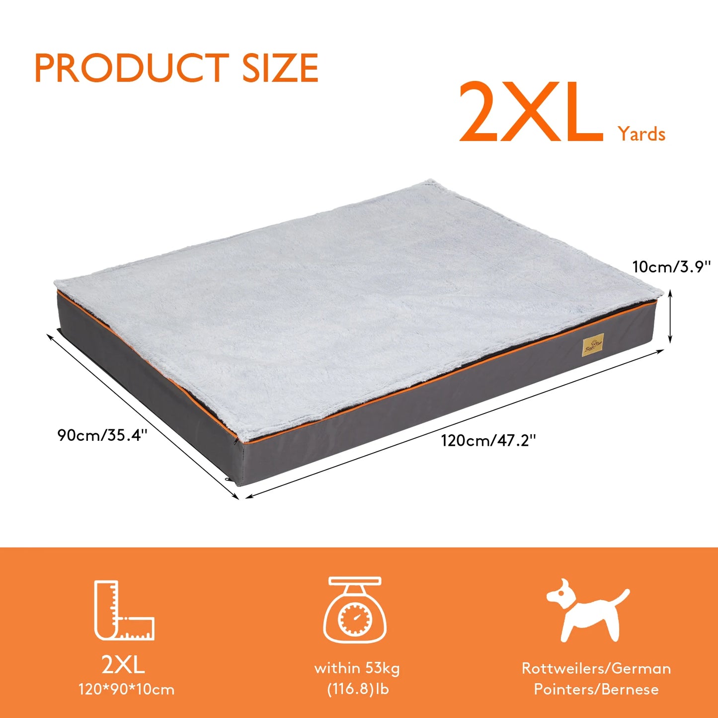 NONECN Dog Pet Bed Orthopedic Foam Cushion With Washable Cover