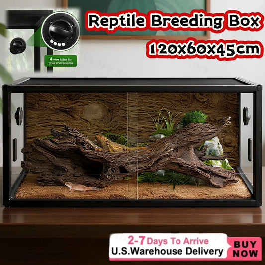 Reptile Tank Terrarium Glass Enclosure With Sliding Door Mesh Top