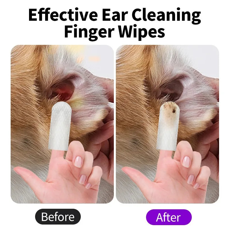 Pet Ear Cleaning Wipes for Dogs and Cats Gentle Formula