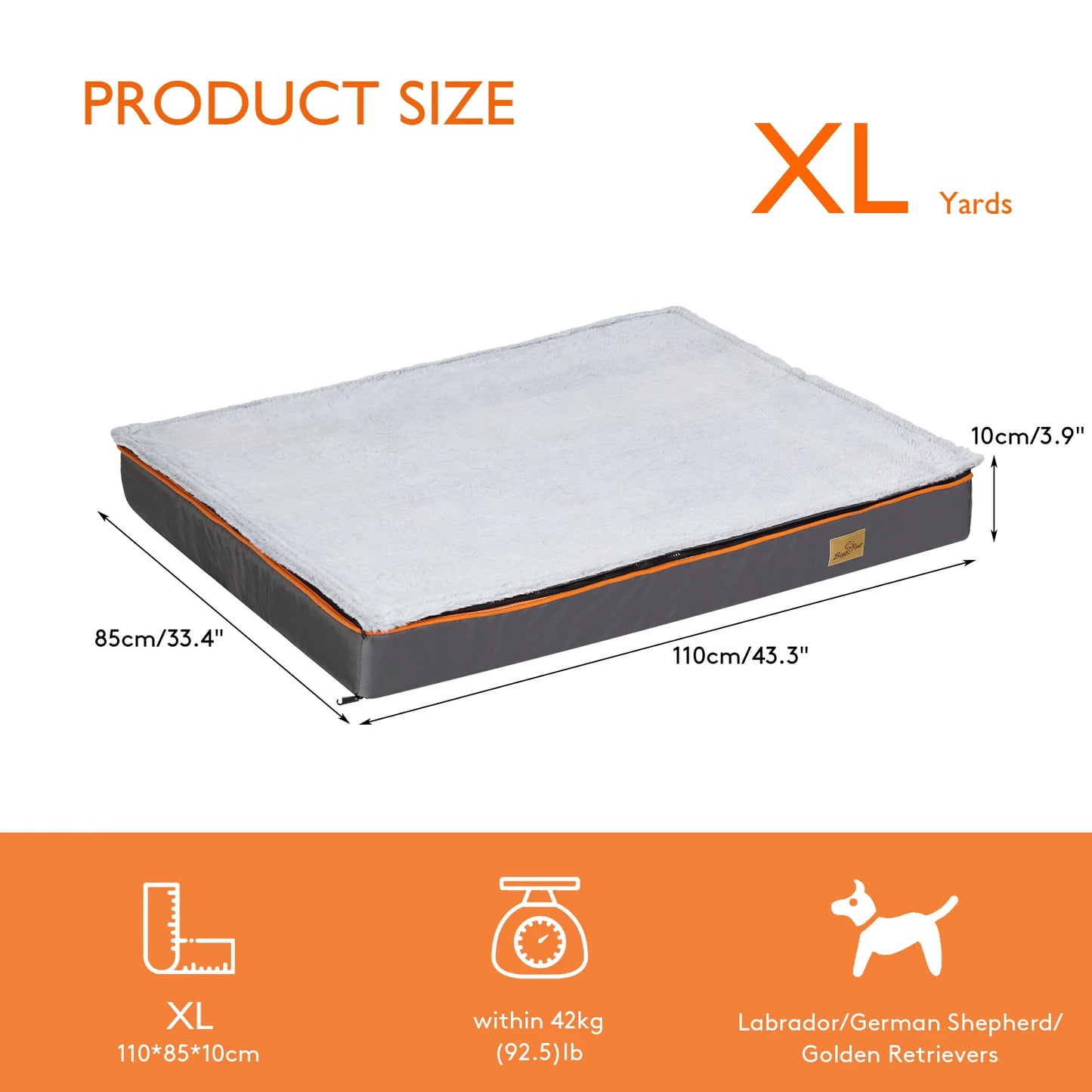 NONECN Dog Pet Bed Orthopedic Foam Cushion With Washable Cover