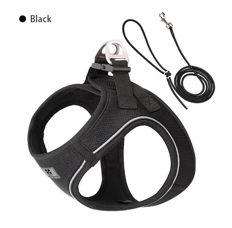 Dog Harness Leash Set Reflective Adjustable Pet Vest For Outdoors