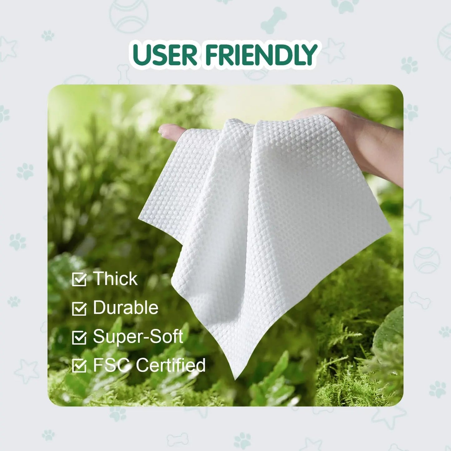 XMSJ Plant Based Pet Wipes Fragrance Free For Dogs And Cats