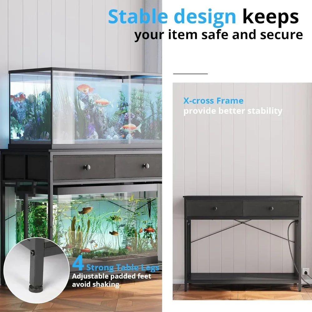 XMSJ Aquarium Stand With Power Outlet And Cabinet Storage For Reptiles